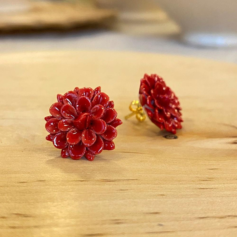 PENDIENTE DALIA PORCELANA