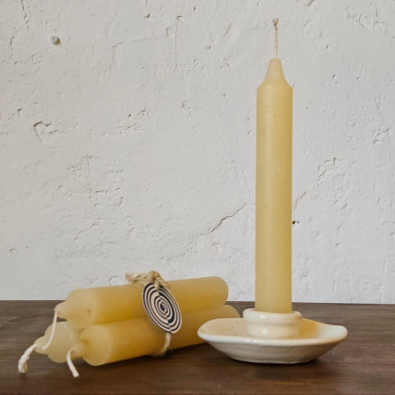 Pack 4 bujías y palmatoria blanca